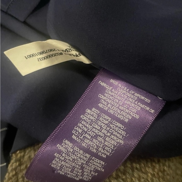 Ralph Lauren Collection Pinstripe Midi Day Dress Tie Neck Button Collar Navy 12 - Picture 6 of 12